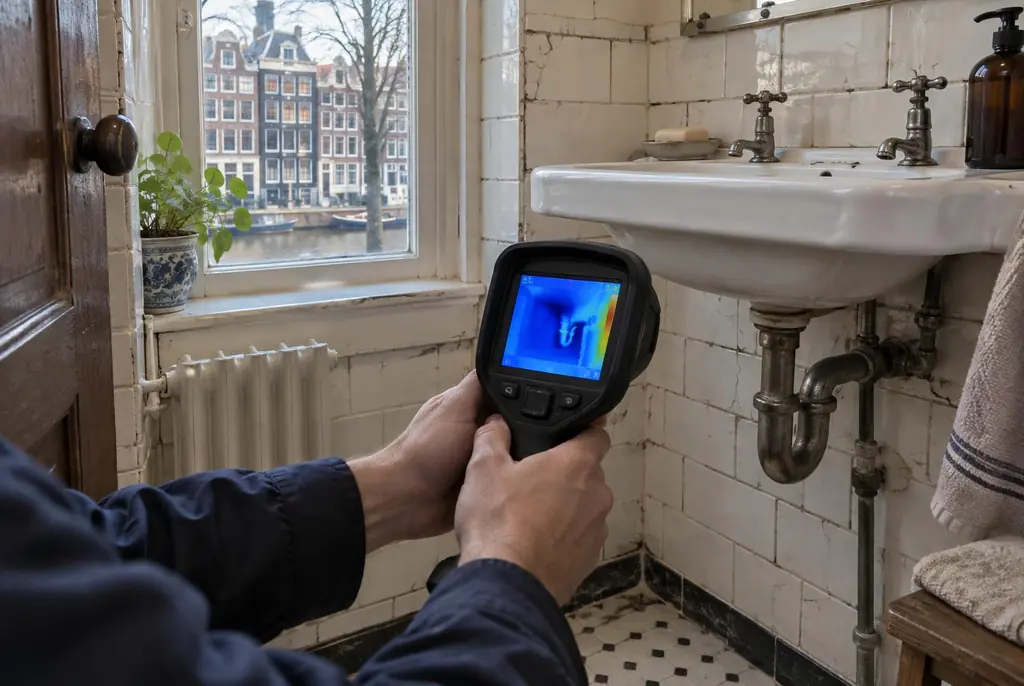 Lekdetectie Werkendam – badkamer met oude leidingen achter de tegels