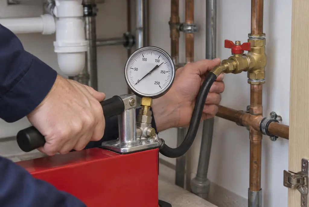 Lekdetectie Werkendam – druktest op een waterleiding met een manometer