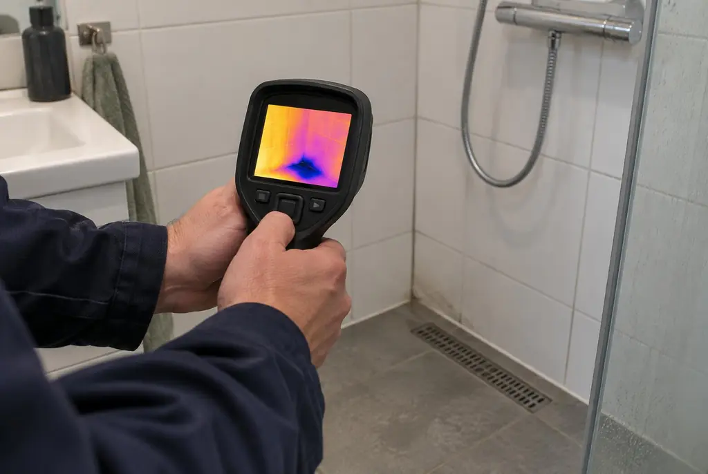Lekdetectie Werkendam – lekdetectiespecialist met warmtebeeldcamera in een badkamer